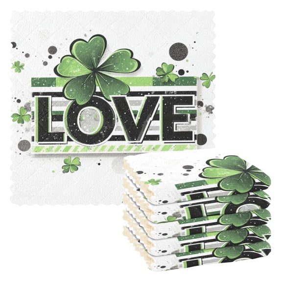 Clover Love St Patricks Day Dish Cloths Dish Towels Cleaning Cloths Quick Drying Reusable 11" x 11" Set of 6