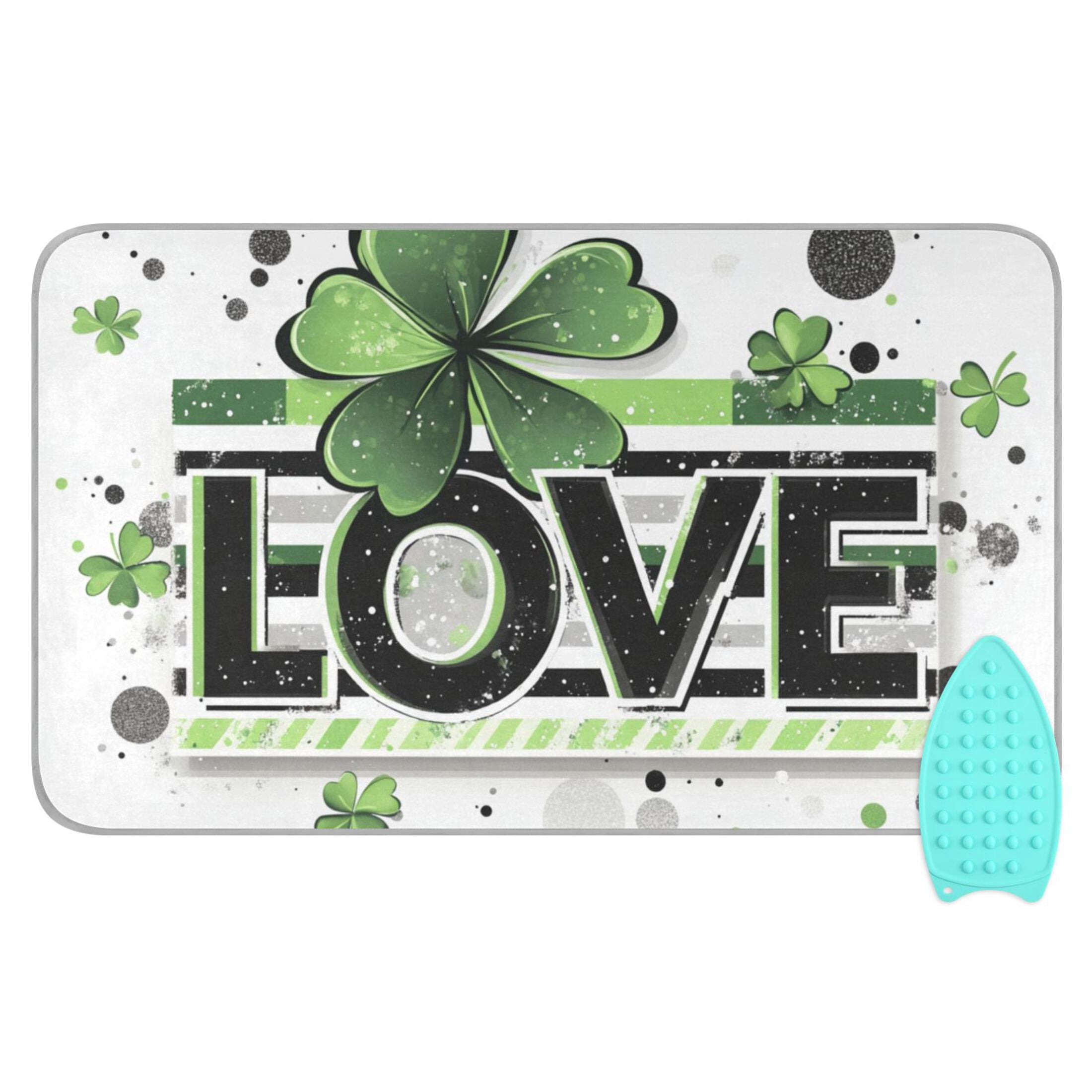 Clover Love St Patricks Day Ironing Mat Blanket Portable Travel Ironing Pad Heat Resistant Pad 47.2" x 27.6”