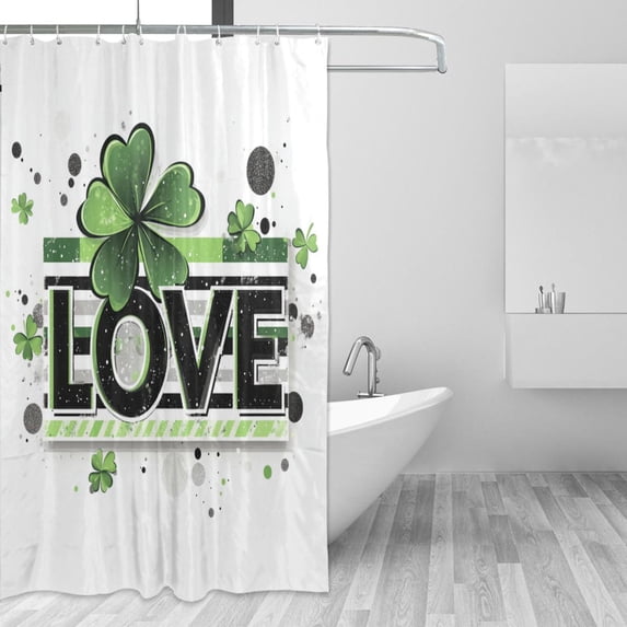 Clover Love St Patricks Day Shower Curtains with 12 Hooks Waterproof Bathroom Decor 66" x 72"