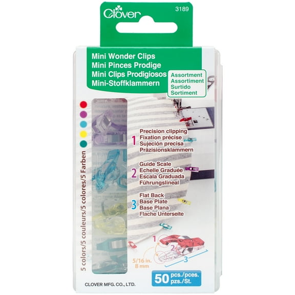 Clover Mini Wonder Clips Assorted Colors 50/Pkg