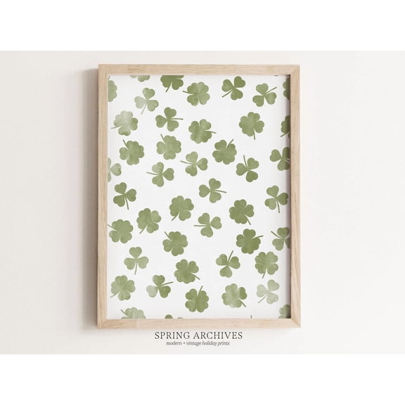 Clover Pattern Art Poster, St Patricks Day Wall Art, Green St Patrick'S Day Home Decor, Four Leaf Clover Poster, Unframed Poster Size 24x36 F03.1.14l2256