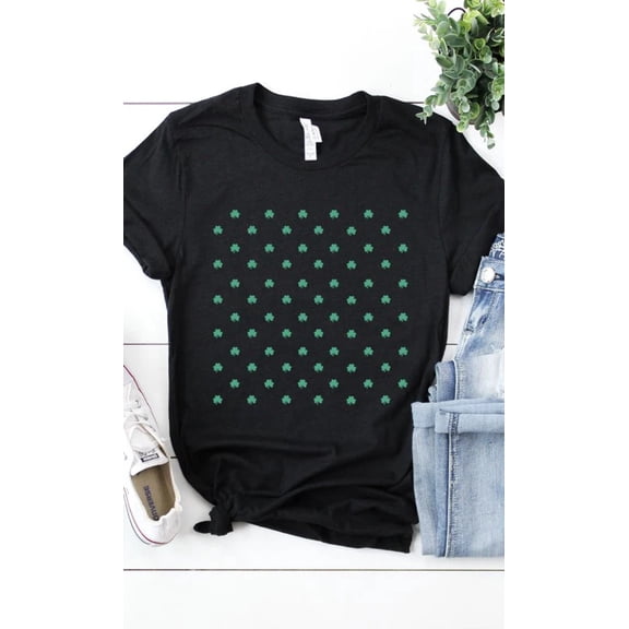 Clover Pattern Graphic Tee T-Shirt PLUS