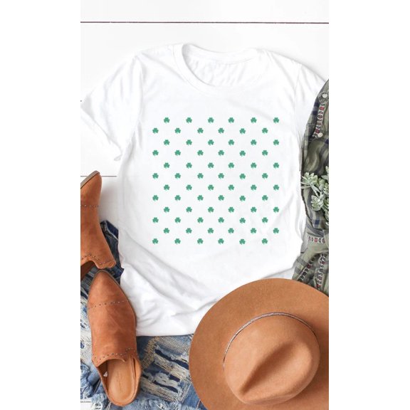 Clover Pattern Graphic Tee T-Shirt PLUS