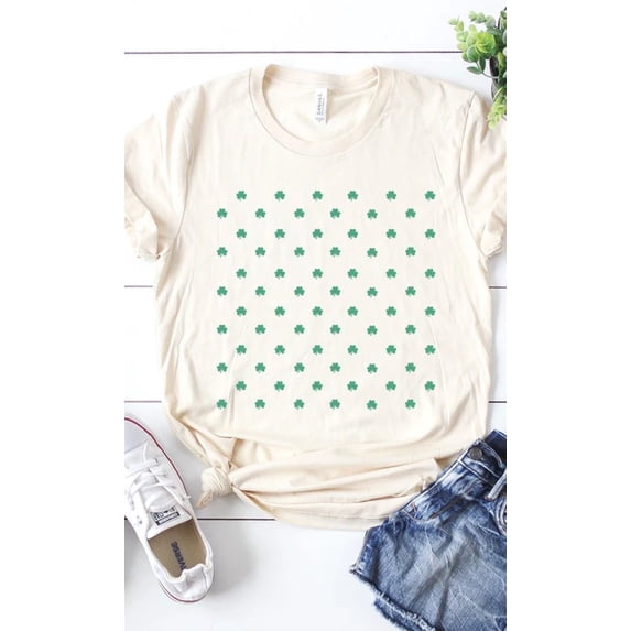 Clover Pattern Graphic Tee T-Shirt