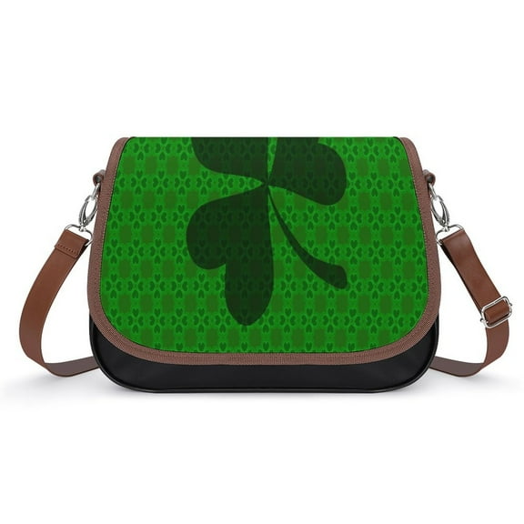 Clover Pattern Vintage Crossbody Bag for Women Medium Leather Hobo Bags Shoulder Bag Classic City Leather Satchels