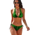thumbnail image 1 of Clover Pattern Women's Bikini V Neck Swimsuit Set 2 Piece Over Size Bathing Suit Side Triangle Bathing Suit, 1 of 9