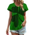 thumbnail image 1 of Clover Pattern Women's Blouse Short Sleeve Women's Top T-Shirt Spring Summer Clothes, 1 of 7
