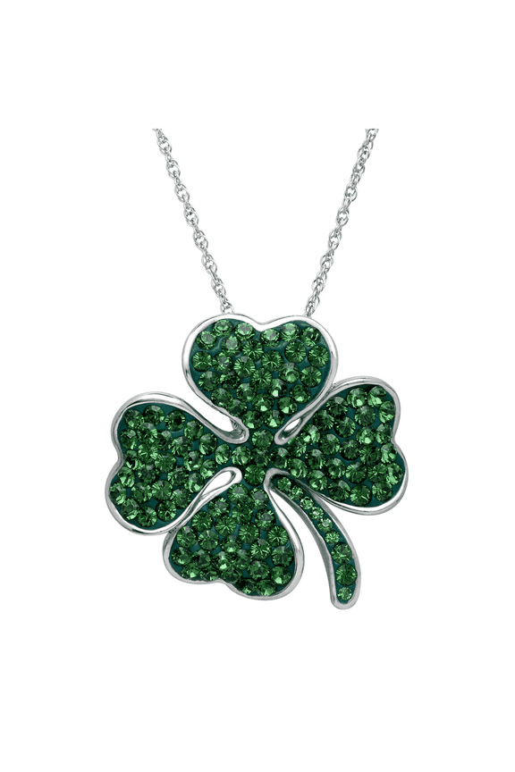 Clover Pendant Necklace with Swarovski Crystals in Sterling Silver