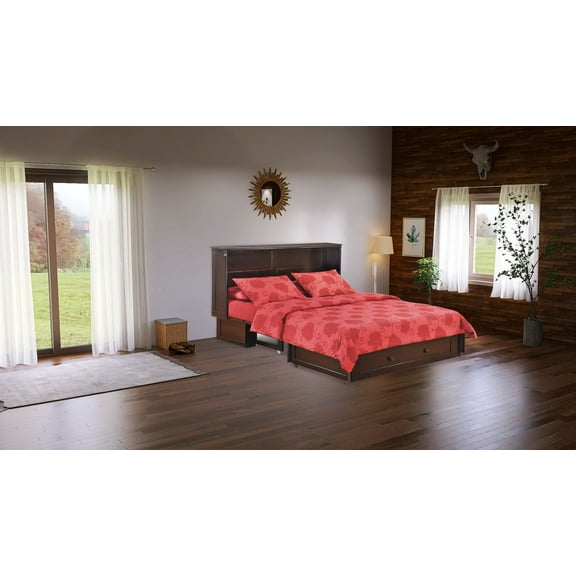 Clover Queen Size Murphy Bed Cabinet with Storage & Charging Ports