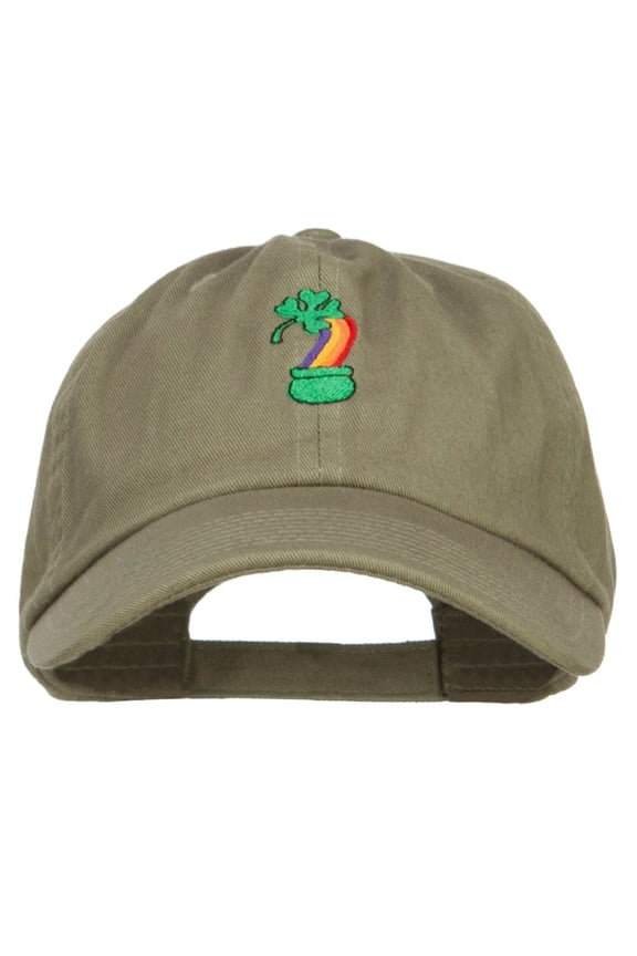 Clover Rainbow Embroidered Low Cap - Olive OSFM