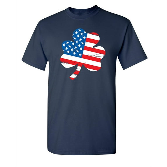 Clover Shaped American Flag Sarcastic Humor Graphic Novelty Funny Tall T Shirt