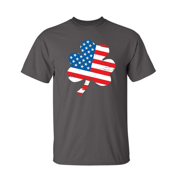 Clover Shaped American Flag Sarcastic Humor Graphic Novelty Funny Youth T Shirt