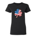 thumbnail image 1 of Clover Shaped American Flag Sarcastic Novelty Gift Idea Adult Humor Funny Women's Casual Tees, 1 of 3