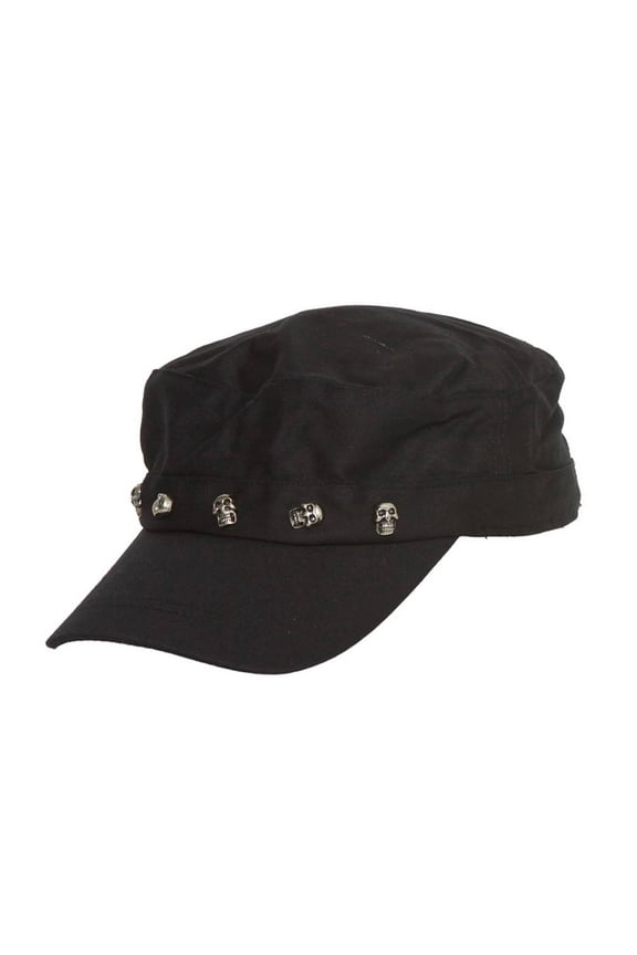 Skulls Band Newsboy Cap - Black