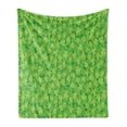 thumbnail image 1 of Clover Soft Flannel Fleece Throw Blanket, Simple Repetitive Shamrock Leaves Luck Pattern, Cozy Plush for Indoor and Outdoor Use, 70" x 90", Fern Green Lime Green, by Ambesonne, 1 of 5