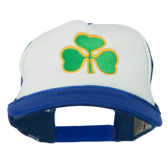 Clover St.Patrick's Day Embroidered Foam Mesh Cap - Royal White OSFM