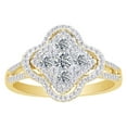 thumbnail image 1 of AFFY Clover Style Engagement Wedding Ring In 14k Yellow Gold With Round Cut White Natural Diamond (0.8 cttw) With Ring Size 11.5, 1 of 1