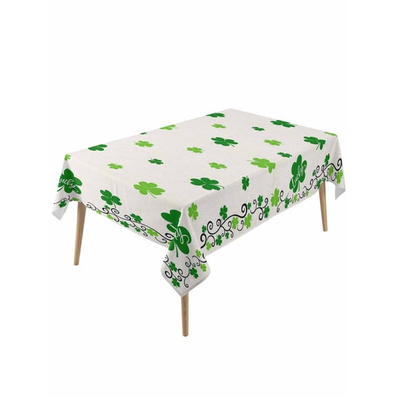 Clover Table Cloth, Happy St. Patrick's Day Retro Green Shamrocks Waterproof Tablecloth for Rectangle Tables, Reusable Washable Fabric Table Cover for Restaurant Kitchen Dining Tables 60"x120"