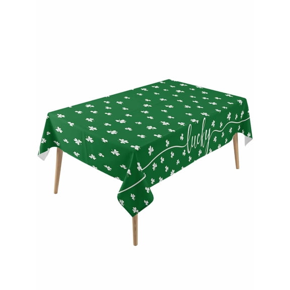 Clover Table Cloth, St. Patrick's Day Green Shamrock Waterproof Tablecloth for Rectangle Tables, Reusable Washable Fabric Table Cover for Restaurant Kitchen Dining Tables 60"x120"