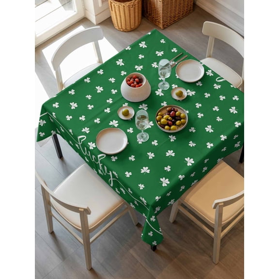 Clover, Tablecloth Square Table Cloth 54x54, Waterproof Outdoor Table Cloth Covers Decorative Table Protector, St. Patrick's Day Green Shamrock Washable Table Cover for Kitchen Dinning Party
