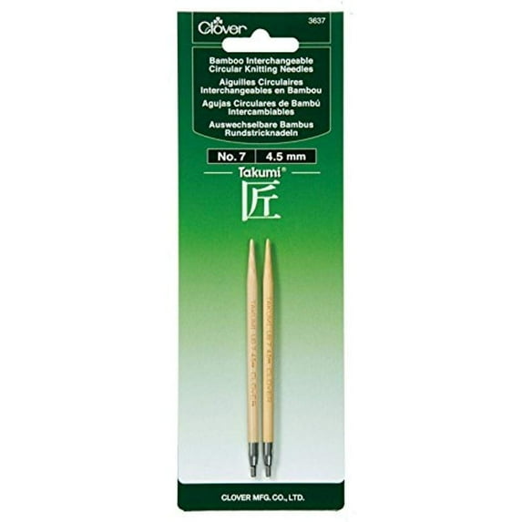 Clover Takumi Bamboo Interchangeable Circular Knitting Needles, Size 7/4.5mm