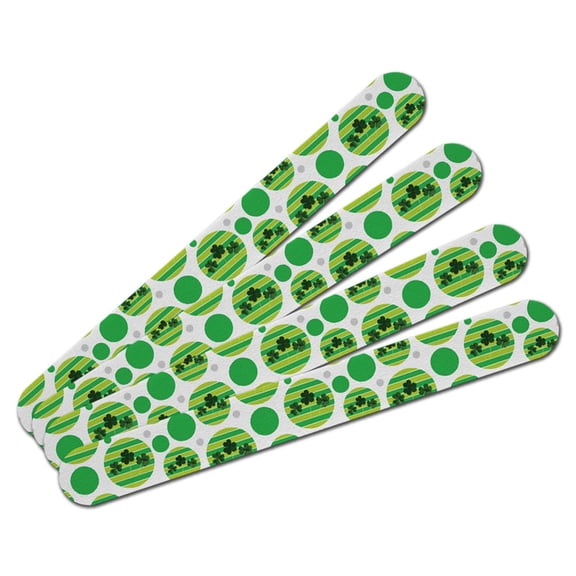 Clover Trio Shamrock Saint Patrick's Day Double-Sided Nail File Emery Board Set 4 Pack