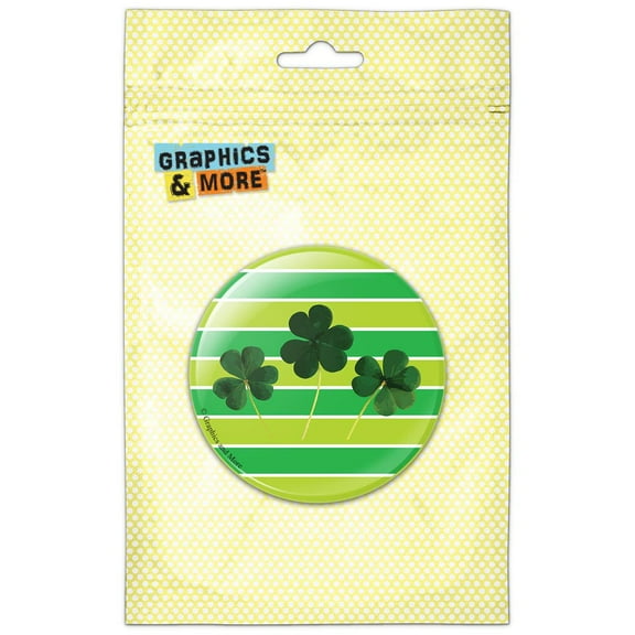 Clover Trio Shamrock Saint Patrick's Day Pinback Button Pin Badge