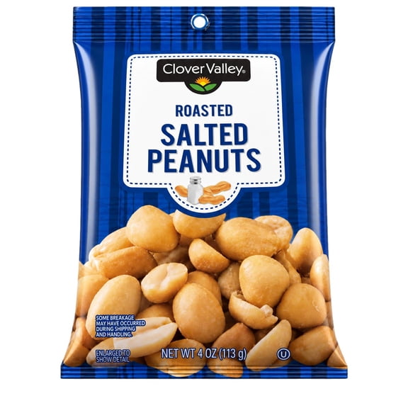 Clover Valley Roasted Salted Peanuts, Crunchy Classic Salted Peanuts, Savory Snack, 4 oz