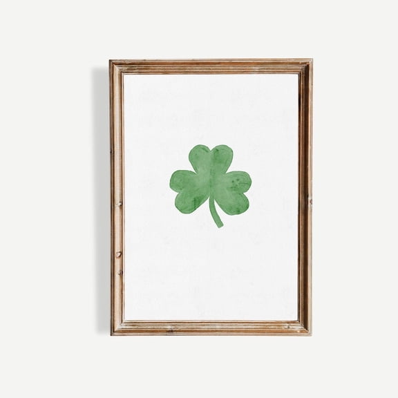 Clover Wall Art Lucky Shamrock Print Minimal Botanical Green Neutral Home Unframed Paper Print