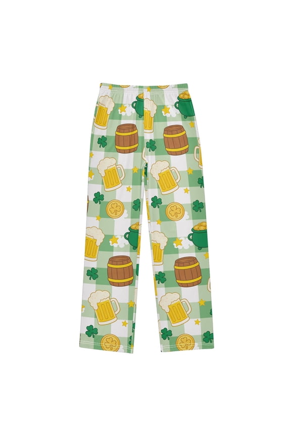 Clover and Beer Pattern Pajama Pants Soft Lightweight Lounge Pants Bottoms Sleep Pants Warm Comfy