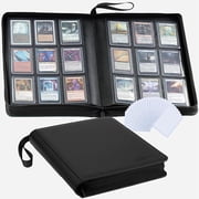 CloverCat 9-Pocket Toploader Binder with Wristband Trading Card Binder Holds 252Cards, Black Wristband