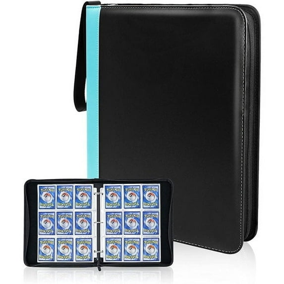 CloverCat 9 Pocket Waterproof Trading Card Binders, 40 Pages Holder, PU, 3 Rings Design, Blue