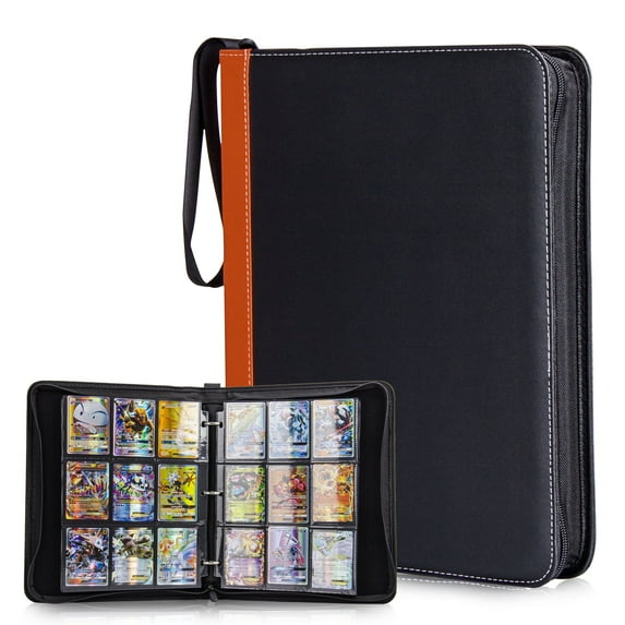 CloverCat 9 Pocket Waterproof Trading Card Binders, 40 Pages, Up to 720 Cards, 3 Rings , Orange