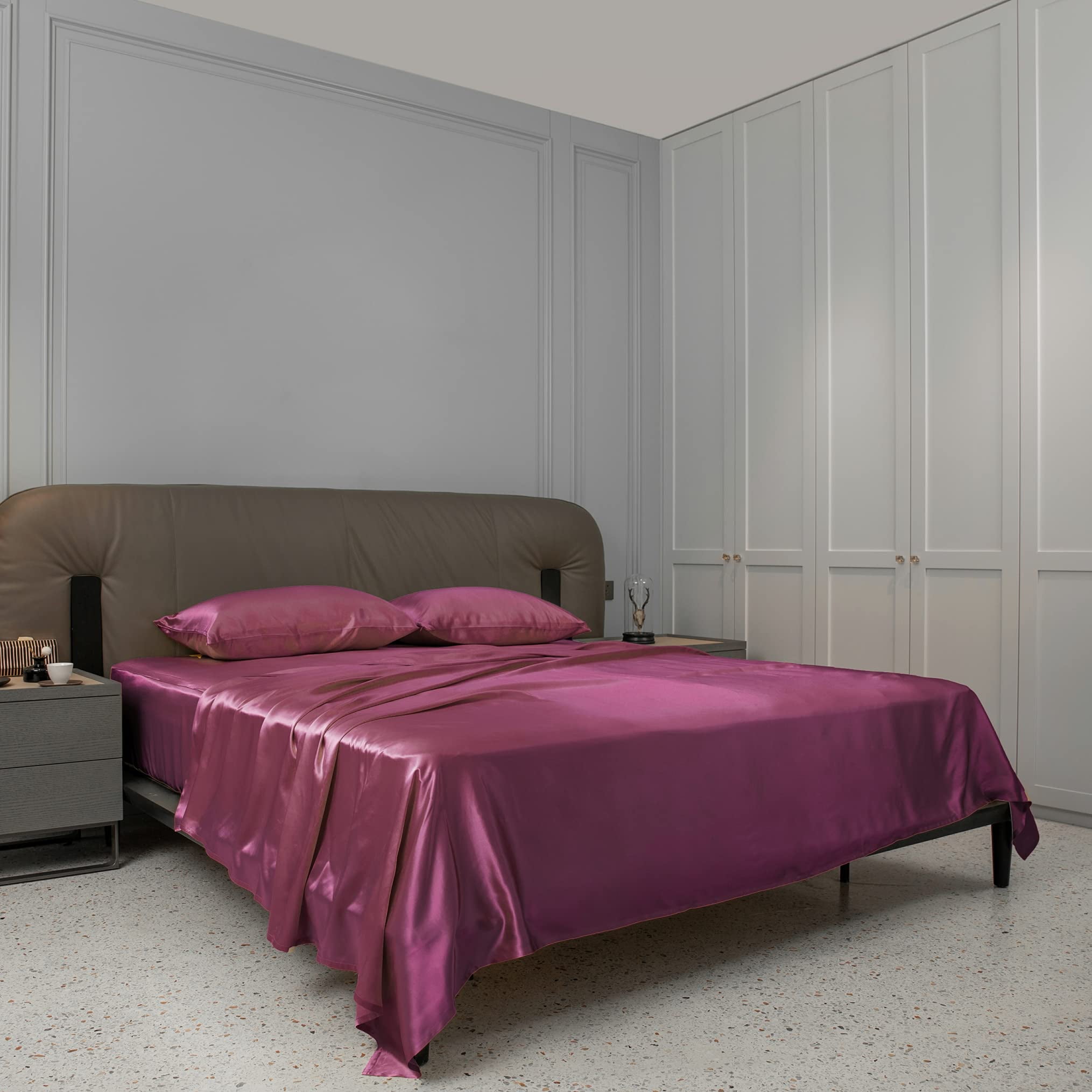 CloverSilk Silk Sheets Set YPF5 4 Pcs, 22 Momme Silk Bed Sheet, High End Luxury Bedding Sets