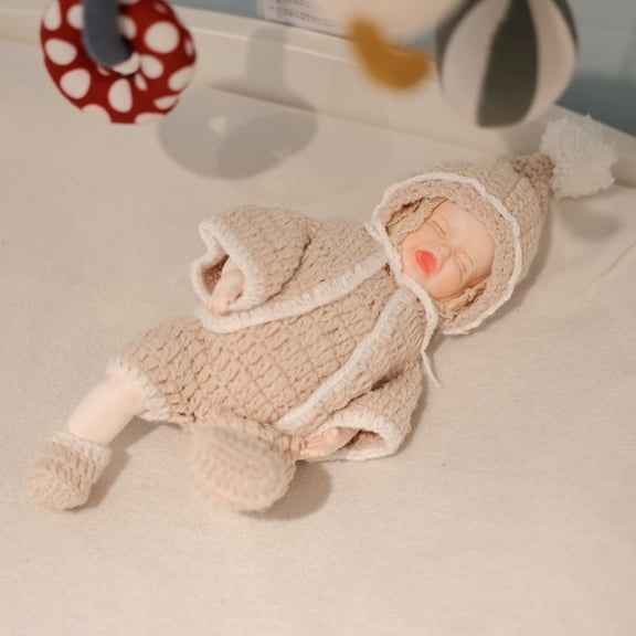 Cloveray 12-Inch Hand-Painted Porcelain Doll, Mystical Ceramic Doll with Three Faces, Cute Cure Comfort Doll for Room Decor, Birthday Gifts, Collectible (Beige) Y101