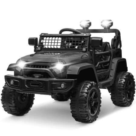 Clovercat 12v 7 Hours Powered Ride on Toys Car with Parent Remote, New Year Gifts for Kids, Bluetooth Music, Spring Suspension, Led Lights, Black - Perfect for Back to School Supplies