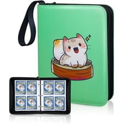 Clovercat 4-Pocket Pkemon Trading Card Binders, 400 Double-Sided Pockets for Yugioh, Mtg, Tcg, Green - Perfect for Back to School Supplies