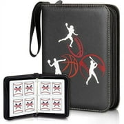 Clovercat 4 Pocket Ball Trading Card Binders, 3 Rings Design, 50 Pages, 400 Cards, Basketball Orange for Father's Day Gifts