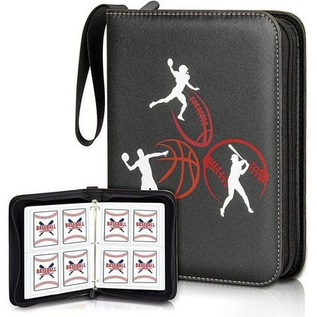 Clovercat Three Ball 4 Pocket Trading Card Binders, 3 Rings, 50 Pages, Waterproof Pu, Hold 400 Cards - Perfect for Back to School Supplies