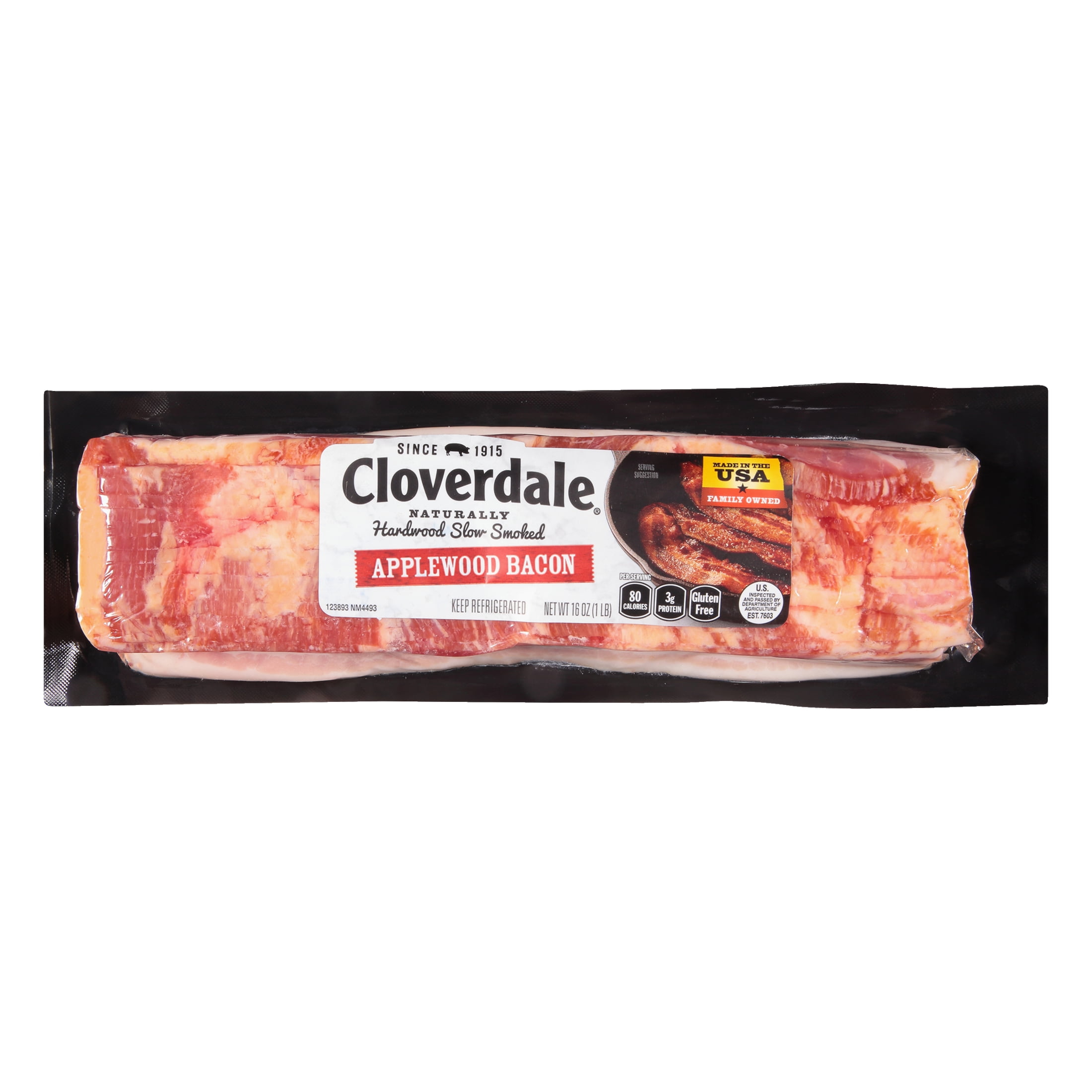 Cloverdale Foods Slow Smoked Sliced Applewood Pork Bacon, 16 Ounces