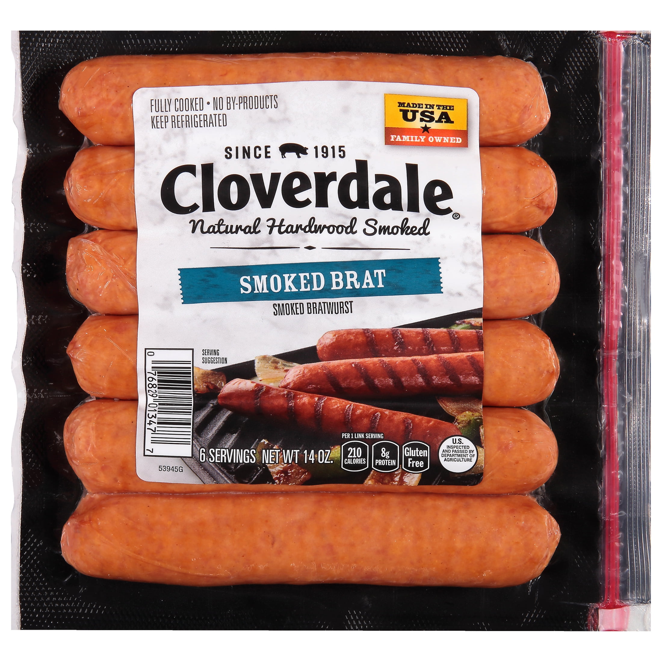 Cloverdale Foods Smoked Bratwurst, 14 Ounces