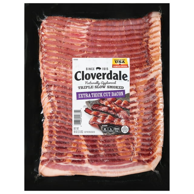 Cloverdale Foods Triple Slow Applewood Smoked Extra Thick Cut Sliced