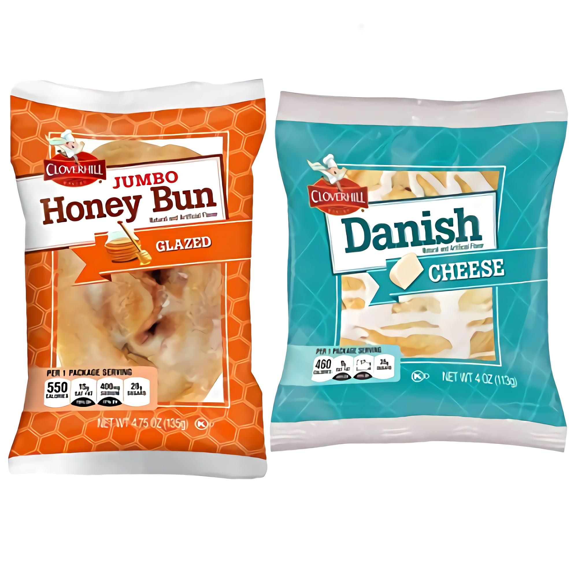 Cloverhill Boxed Jumbo Glazed Honey Bun & Cheese Danish Combo | 12