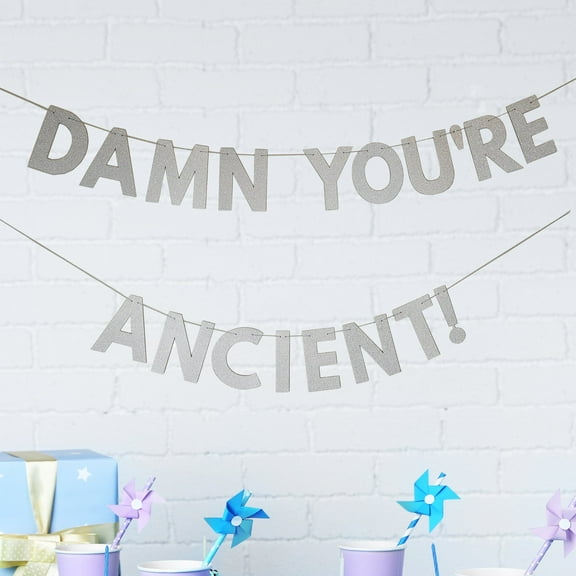 Cloverjoyed Damn You Are Ancient Party Banners Silver