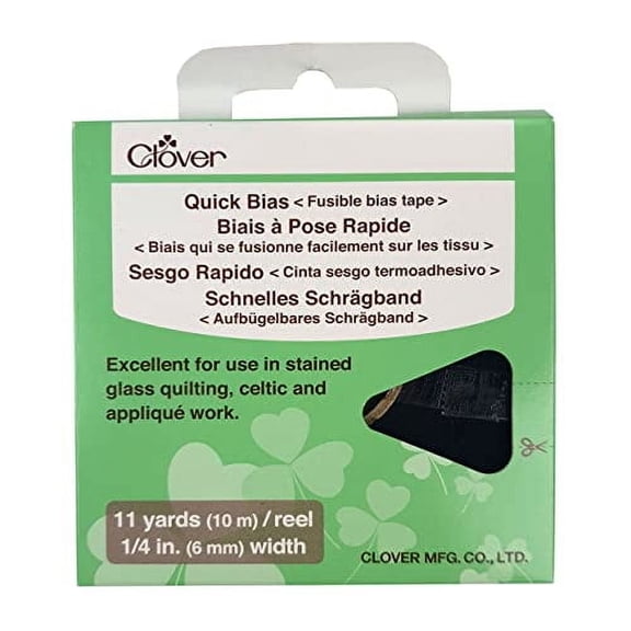 Cloverquick Bias Fusible Bias Tape, 1/4-Inch Wide By 11-Yard, Black Lame
