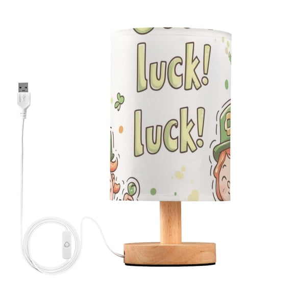 Clovers Cute Girls St Patrick Day Theme Table Lamp with USB Port LED Warm Light Lamp Night Light Home Decor