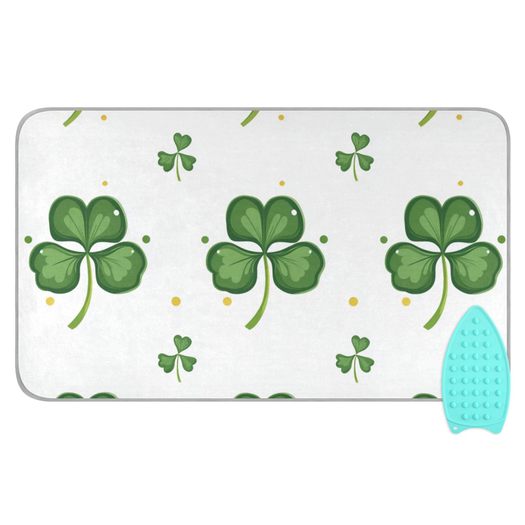 Clovers Dots St Patricks Day Ironing Mat Blanket Portable Travel Ironing Pad Heat Resistant Pad 47.2" x 27.6”
