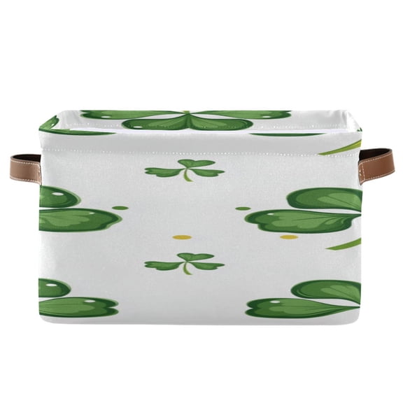 Clovers Dots St Patricks Day Square Storage Bins with Handles Collapsible Containing Box 1 Pack