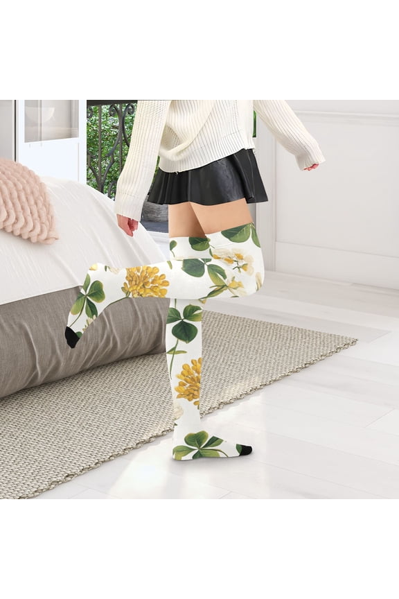 Clovers Flowers Womens Thigh High Stocks Over Knee High Socks Thigh Tigh Boot Stockings
