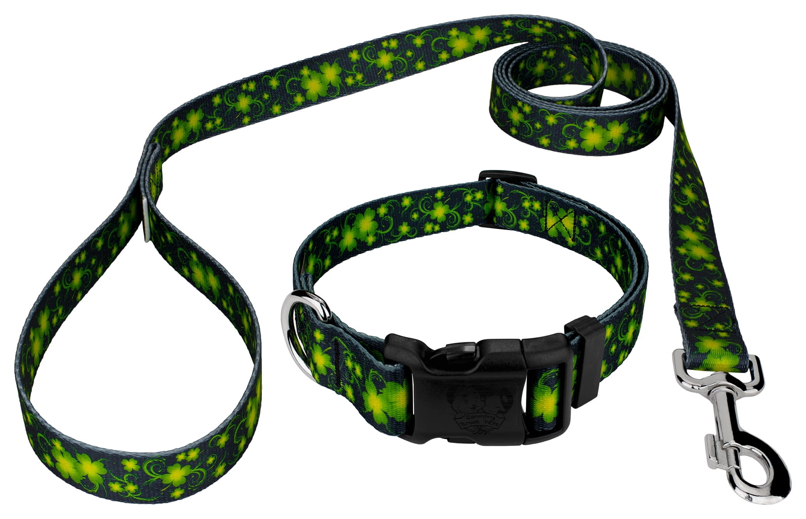 Country Brook Petz® Clovers In The Wind Everyday Dog Collar and Leash, Medium